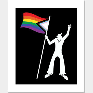 LGBTQ Bigfoot Rock On Progressive New Pride Flag Posters and Art